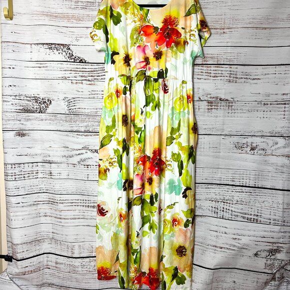 Pink Daisy Floral Maxi size 1X - Picture 1 of 3
